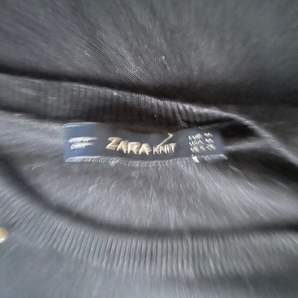 Zara Women's Black Sweater with Simulated pearls - Picture 3 of 4